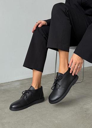 Анатомические демисезонные ботинки на шнуровке тм nikart кожаные черные