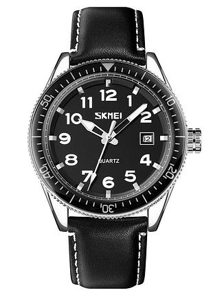 Мужские часы skmei 9232lsibk silver-black leather