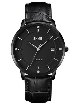 Мужские часы skmei 1801lbkbk black-black leather
