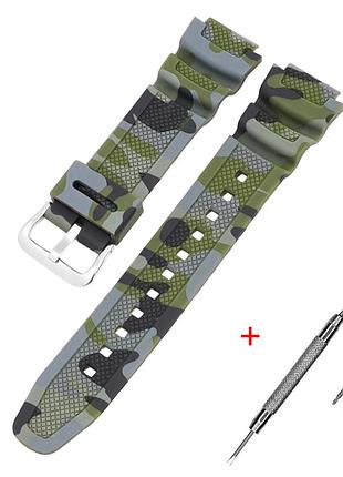 Ремінець для casio g-shock aq-s800/ae-1200 camo green sl