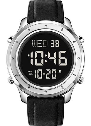 Мужские часы skmei 1864lsibk silver-black leather