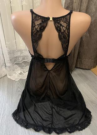 Пеньюар ночнушка с часшккми сетка h&m xs-s размер черная