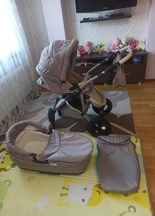 Сіра коляска tako perso 2 в 1, простора люлька та прогулянковий блок