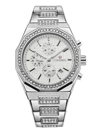 Наручний механічний годинник forsining 8314 silver-white steel
