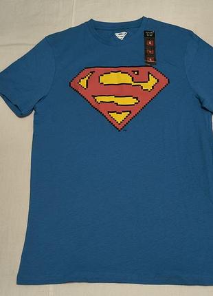 Primark superman - мужская футболка с пиксельным принтом логотипа супермен -s