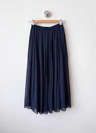 Uniqlo юбка синяя плиссе шифоновая