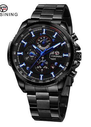 Forsining 6909 all black-blue steel