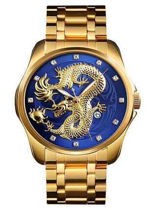 Классические мужские часы skmei 9193gdbu gold-blue