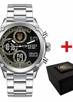 Классические мужские часы awarder 017 тризуб золото silver-black steel