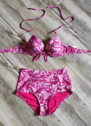 Яскравий роздільний купальник debenhams з високою талією — верх 34c/75c, плавки m (10/38)