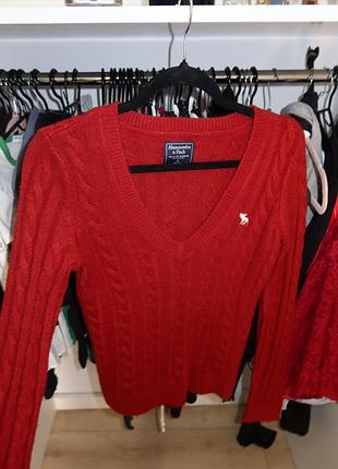Vintage a&f red v-neck moose sweater