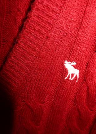 Vintage a&f red v-neck moose sweater 3
