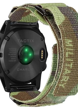 Ремінець для годинника hemsut hga131 military nylon strap with velcro garmin camo green 20 mm