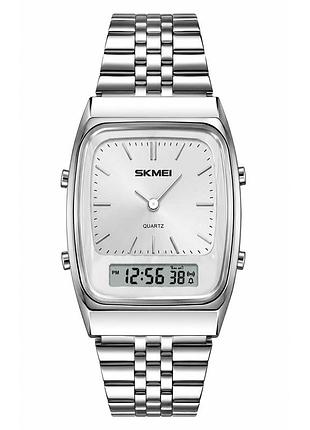Мужские часы skmei 2585si silver со стальным браслетом и надежным механизмом