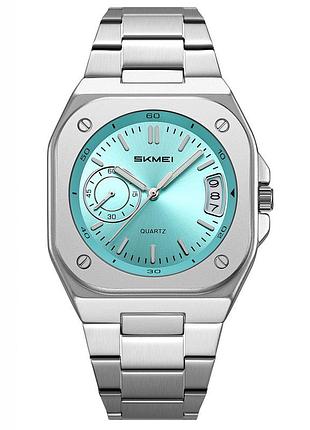 Мужские наручные часы skmei 2572sibu silver-blue со стальным браслетом
