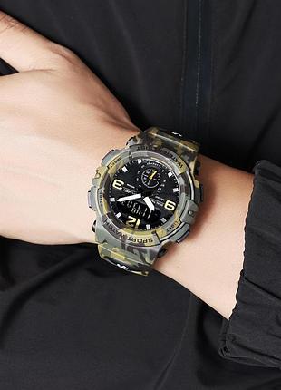 Чоловічий тактичний годинник skmei 2341cmgn camo green з комбінованим циферблатом та підсвічуванням 2