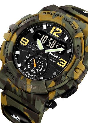 Чоловічий тактичний годинник skmei 2341cmgn camo green з комбінованим циферблатом та підсвічуванням 3