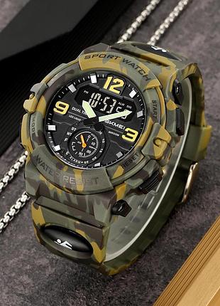 Чоловічий тактичний годинник skmei 2341cmgn camo green з комбінованим циферблатом та підсвічуванням 4