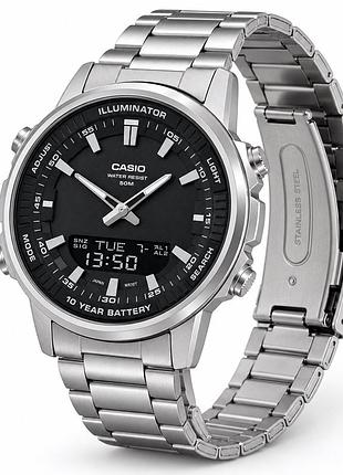 Классические мужские часы casio amw-880d-1a стальный, водонепроницаемый, япония