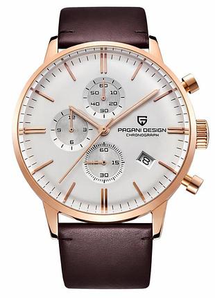 Мужские часы pagani design pd-2720 gold-white-brown