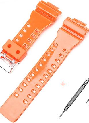 Ремінець для casio g-shock ga-100/110 orange-glossy si