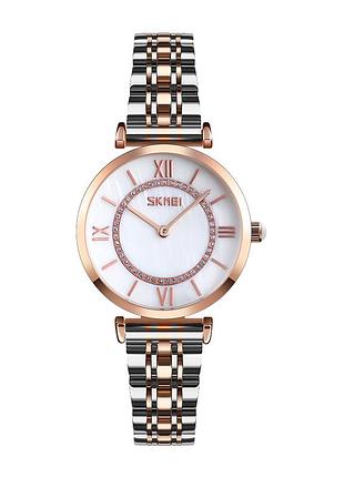 Женские часы skmei 9198trgwth-s rose gold-silver-white lady