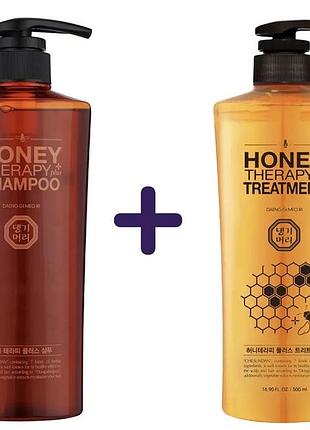 Набір: шампунь daeng gi meo ri медова терапія honey therapy shampoo 500 мл + кондиціонер для волосся daeng gi meo ri honey therapy treatment 500 мл