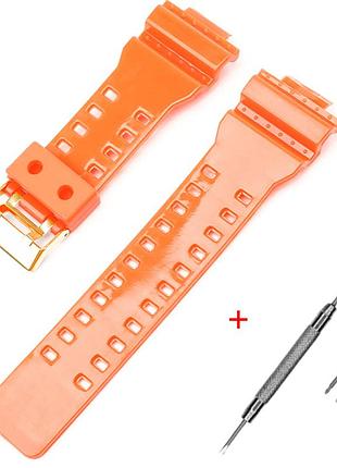 Ремінець для casio g-shock ga-100/110/120 orange-glossy gd