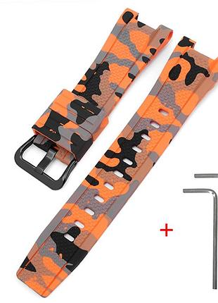 Ремешок для casio g-shock gst-w300 camo orange bk