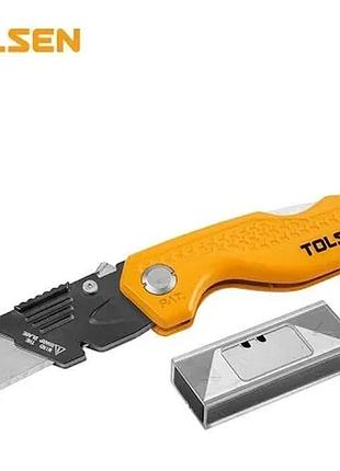 Нож строительный складной tolsen 30007 универсальный монтажный нож со сменными трапециевидными лезвиями