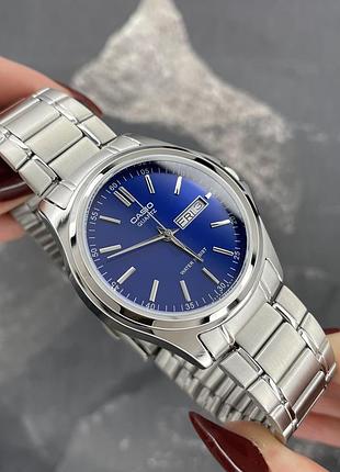 Чоловічий годинник casio mtp-1239d-2a classic з синім циферблатом та сталевим браслетом 3