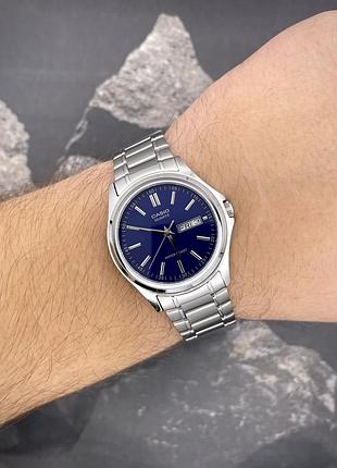 Чоловічий годинник casio mtp-1239d-2a classic з синім циферблатом та сталевим браслетом 5