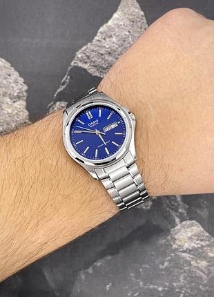 Чоловічий годинник casio mtp-1239d-2a classic з синім циферблатом та сталевим браслетом 7