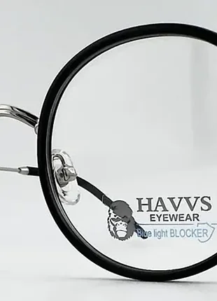 Компьютерные очки havvs s1211 c2 круглые серебристые с защитой blue blocker и анти-бликовые