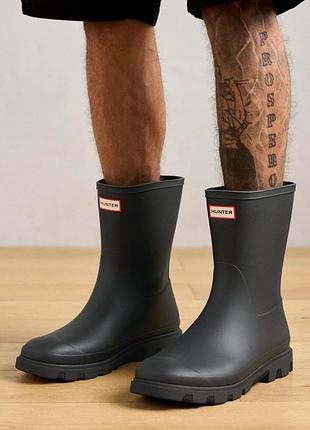 Чорні гумові черевики hunter downpour short boots