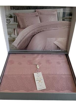 Комплект постільної білизни maison d'or roesia estee rose сатин 220-200 см рожевий
