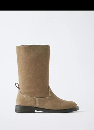 Чоботи zara split leather boots