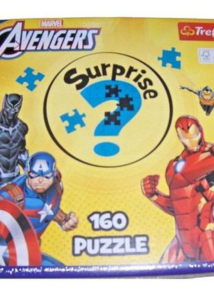 Пазлы-сюрприз avengers trefl, 160 элементов, 6+, секретная картинка, marvel