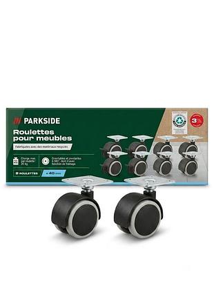 Набор мебельных колесиков parkside 8 шт., вращающиеся с тормозами, до 20 кг/шт., ø40 мм