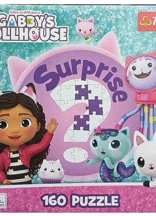 Пазл trefl gabby’s dollhouse сюрприз, кошачий домик, 160 деталей, от 6 лет