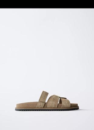 Сандалі zara embroidered leather sandals