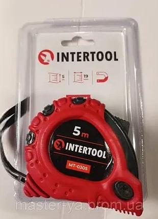 Рулетка 5метров,ширина полотна19мм,фирмы intertool с магнитом и железным полотном