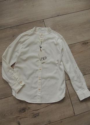 Новая рубашка zara 8-10р. белая белья