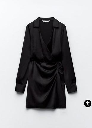 Сатинове чорне плаття zara