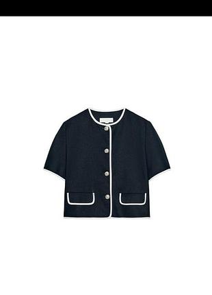 Блейзер zara short sleeve blazer with contrast piping