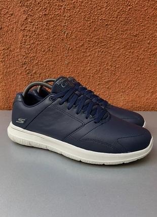 Оригінальні чоловічі темно сині шкіряні кросівки skechers city 41 розмір 26-26.5 см