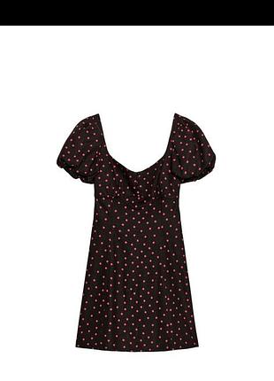 Сукня zara linen blend balloon sleeve polka dot dress