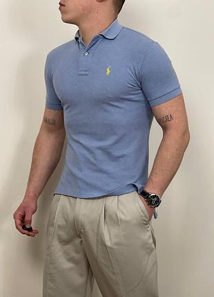1302 / блакитне поло polo ralph lauren з вершником на грудях, оригінал, поло ральф лорен, лаурен