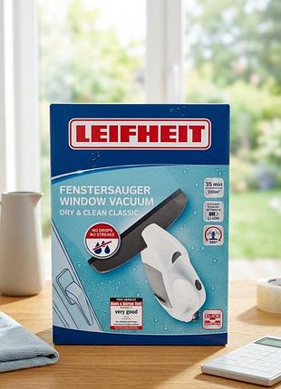 Аккумуляторный оконный пылесос (стеклоочиститель) leifheit dry &amp; clean classic (модель 51044-0).