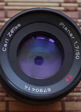 Объектив carl zeiss planar 1.7 50 mm c/y ( contax yashica ) с крышками